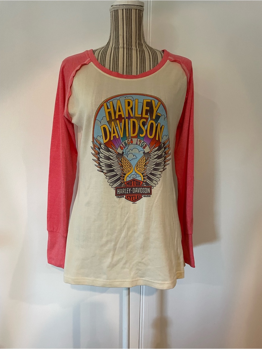 Harley Davidson Long Sleeve Raglan Graphic Tee, Jackson Hole
